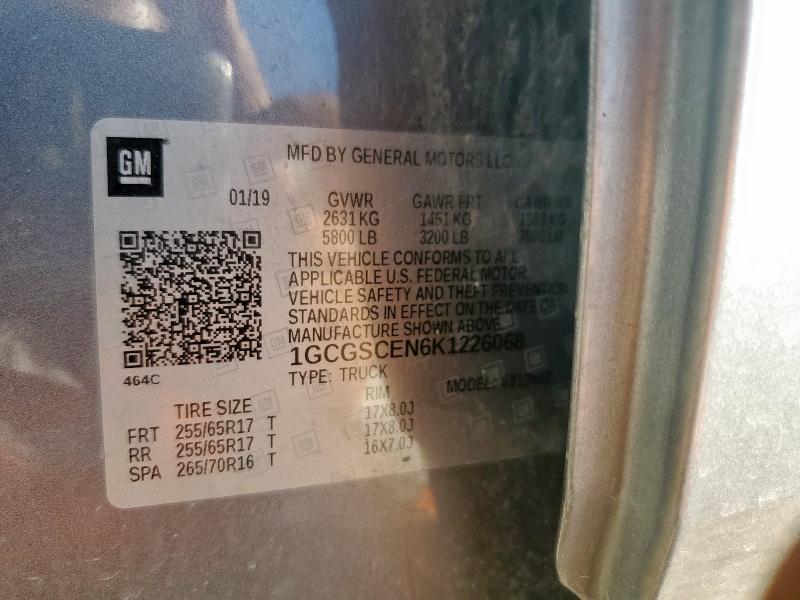 1GCGSCEN6K1226068 - 2019 CHEVROLET COLORADO LT GRAY photo 12