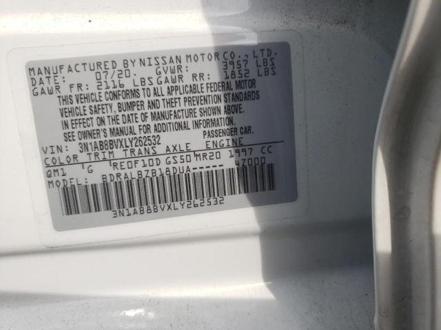 3N1AB8BVXLY262532 - 2020 NISSAN SENTRA S WHITE photo 12