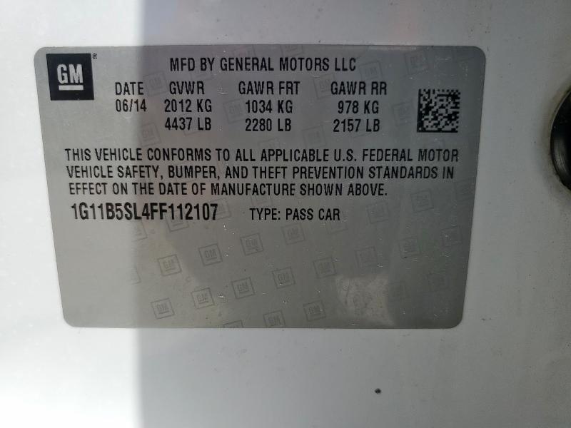 1G11B5SL4FF112107 - 2015 CHEVROLET MALIBU LS WHITE photo 13