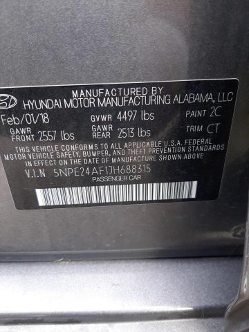 5NPE24AF1JH688315 - 2018 HYUNDAI SONATA SE GRAY photo 12