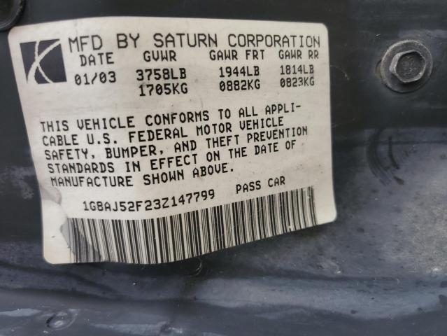 1G8AJ52F23Z147799 - 2003 SATURN ION LEVEL 2 蓝色 照片 12