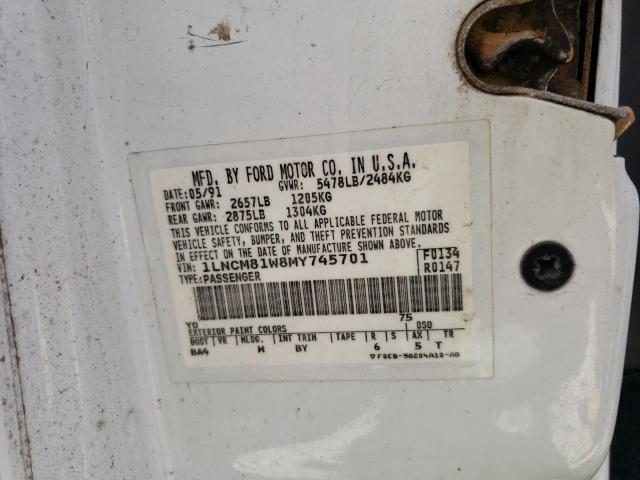 1LNCM81W8MY745701 - 1991 LINCOLN TOWN CAR EXECUTIVE WHITE photo 12