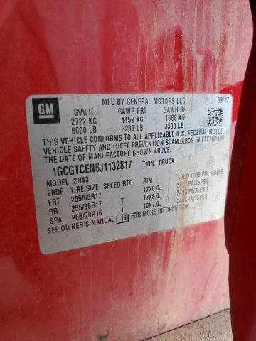 1GCGTCEN6J1132817 - 2018 CHEVROLET COLORADO LT RED photo 12