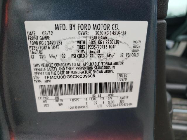 1FMCU0DG9CKC39608 - 2012 FORD ESCAPE XLT ლურჯი ფოტო 13