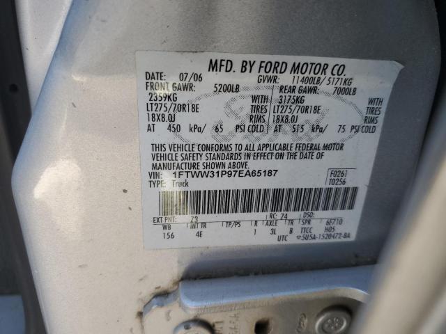 1FTWW31P97EA65187 - 2007 FORD F350 SRW SUPER DUTY SILVER photo 13