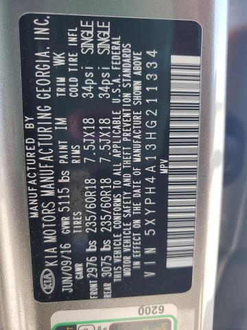 5XYPH4A13HG211334 - 2017 KIA SORENTO EX GRAY photo 13