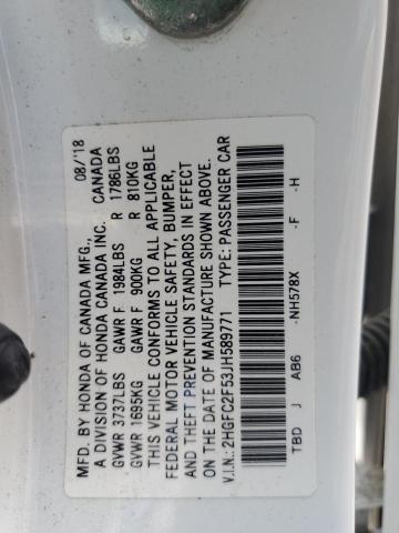 2HGFC2F53JH589771 - 2018 HONDA CIVIC LX Ağ foto 12