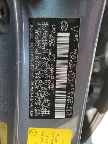 JTHBA30G755071306 - 2005 LEXUS ES 330 GRAY photo 12