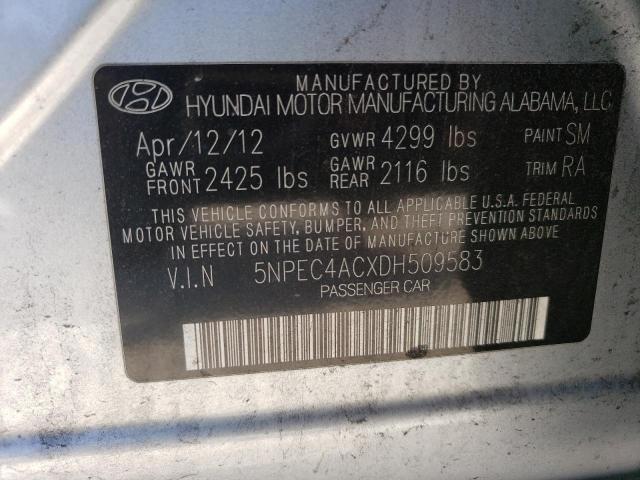 5NPEC4ACXDH509583 - 2013 HYUNDAI SONATA SE SILVER photo 12