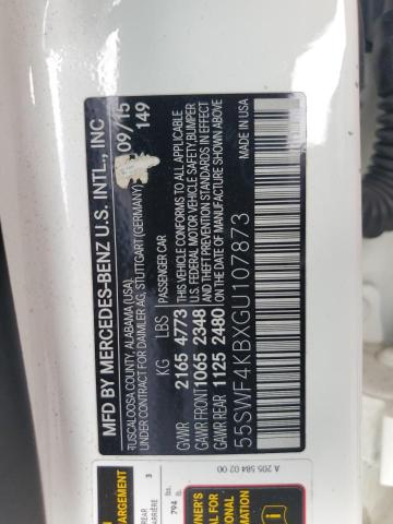 55SWF4KBXGU107873 - 2016 MERCEDES-BENZ C 300 4MATIC WHITE photo 12