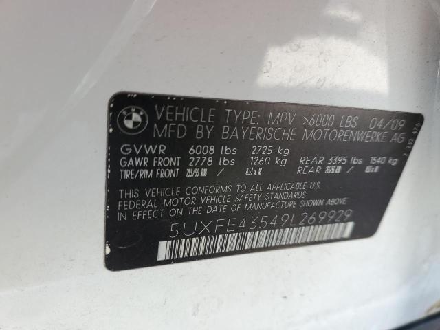 5UXFE43549L269929 - 2009 BMW X5 XDRIVE30I WHITE photo 13