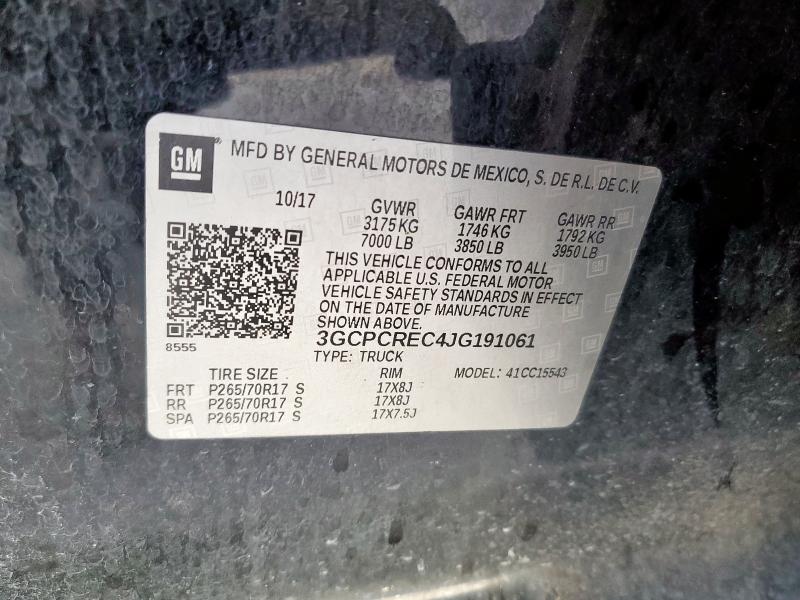 3GCPCREC4JG191061 - 2018 CHEVROLET SILVERADO C1500 LT 黑色 照片 12