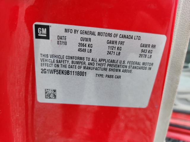 2G1WF5EK9B1118001 - 2011 CHEVROLET IMPALA LS RED photo 12