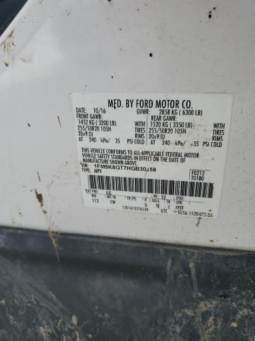 1FM5K8GT7HGB30158 - 2017 FORD EXPLORER SPORT WHITE photo 13