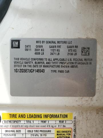 1G1ZG5E73CF146943 - 2012 CHEVROLET MALIBU LTZ WHITE photo 12