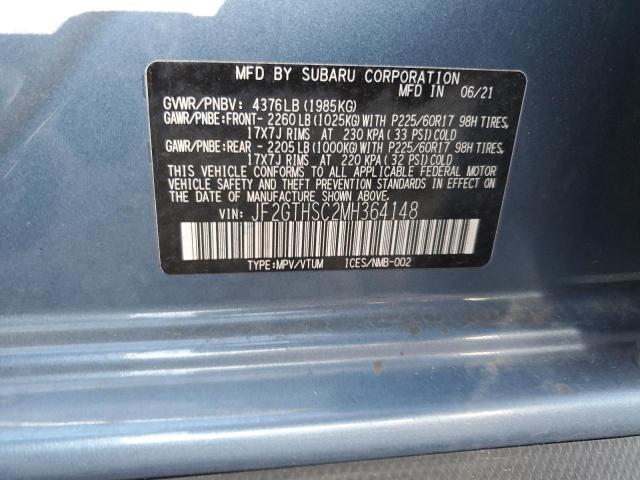 JF2GTHSC2MH364148 - 2021 SUBARU CROSSTREK SPORT BLUE photo 10