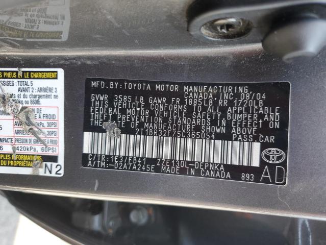 2T1BR32E75C365054 - 2005 TOYOTA COROLLA CE ნაცრისფერი ფოტო 12