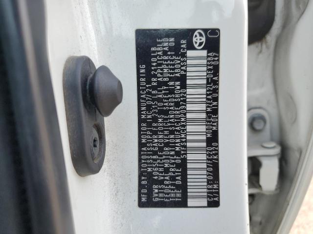 5YFS4MCEXMP097120 - 2021 TOYOTA COROLLA SE WHITE photo 13