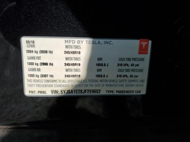5YJSA1E28JF259652 - 2018 TESLA MODEL S 黑色 照片 13