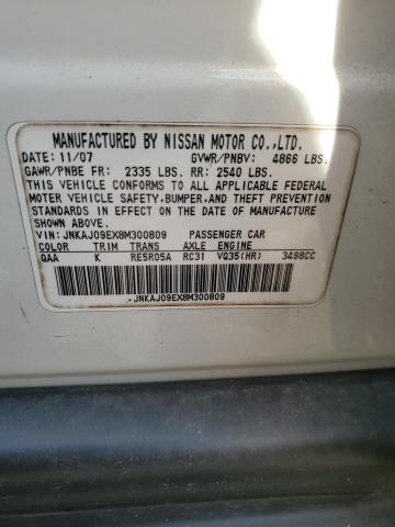 JNKAJ09EX8M300809 - 2008 INFINITI EX35 BASE თეთრი ფოტო 12