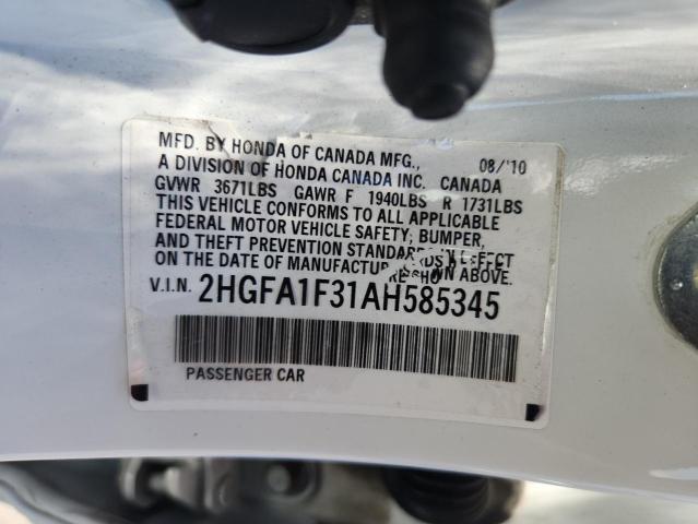 2HGFA1F31AH585345 - 2010 HONDA CIVIC VP თეთრი ფოტო 13