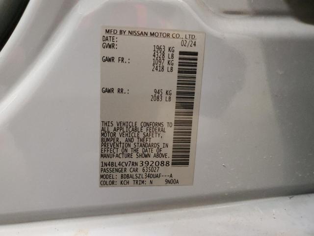 1N4BL4CV7RN392088 - 2024 NISSAN ALTIMA SR თეთრი ფოტო 13
