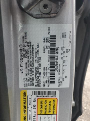 3FA6P0K99GR198708 - 2016 FORD FUSION TITANIUM SILVER photo 12