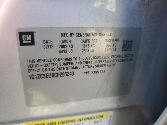 1G1ZC5EU0CF296249 - 2012 CHEVROLET MALIBU 1LT 银色 照片 12