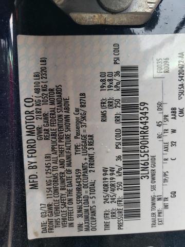 3LN6L5E90HR643459 - 2017 LINCOLN MKZ RESERVE ლურჯი ფოტო 12