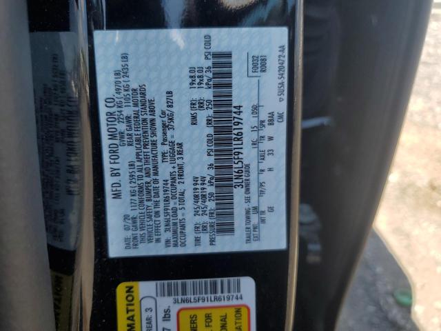 3LN6L5F91LR619744 - 2020 LINCOLN MKZ RESERVE შავი ფოტო 12