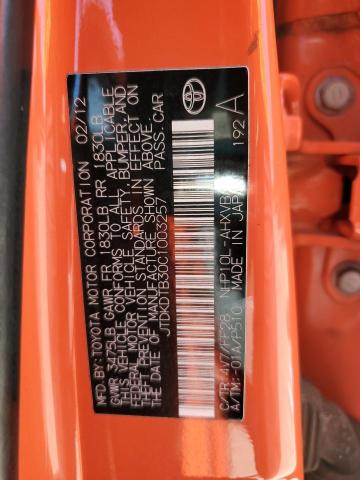 JTDKDTB30C1003257 - 2012 TOYOTA PRIUS C ORANGE photo 13