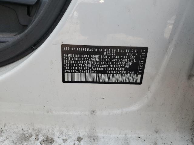 3VW2B7AJ5HM350944 - 2017 VOLKSWAGEN JETTA S WHITE photo 12