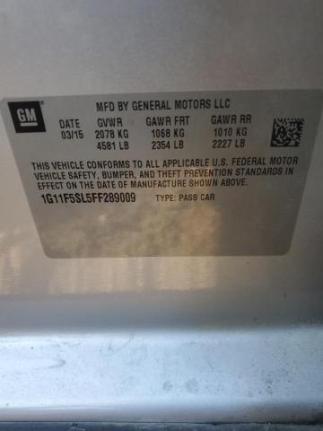 1G11F5SL5FF289009 - 2015 CHEVROLET MALIBU LTZ ნაცრისფერი ფოტო 13