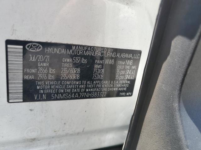 5NMS64AJ9NH383322 - 2022 HYUNDAI SANTA FE SEL WHITE photo 13