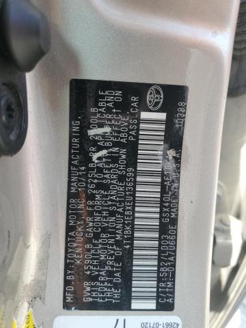 4T1BK1EBXEU136599 - 2014 TOYOTA AVALON BASE 棕色 照片 12