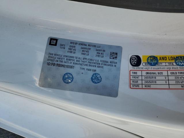 1G1FB1RS8H0165961 - 2017 CHEVROLET CAMARO LT WHITE photo 12