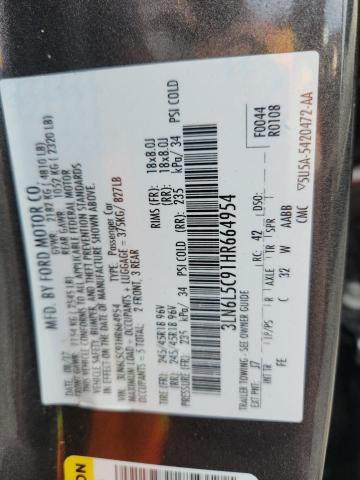 3LN6L5C91HR664954 - 2017 LINCOLN MKZ SELECT رمادي صورة 12