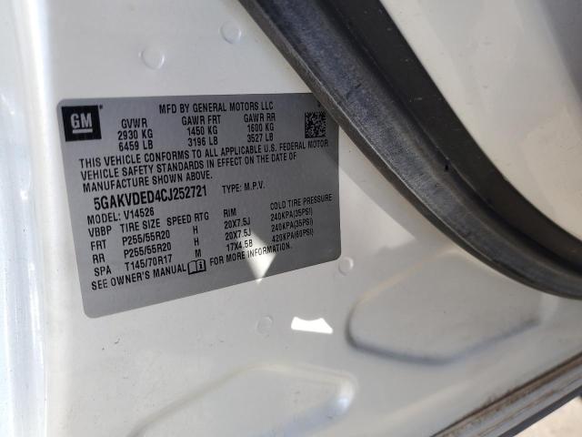 5GAKVDED4CJ252721 - 2012 BUICK ENCLAVE WHITE photo 13