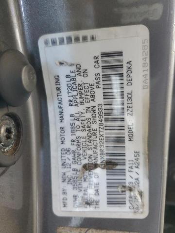 1NXBR32EX7Z849933 - 2007 TOYOTA COROLLA CE Gümüş foto 12