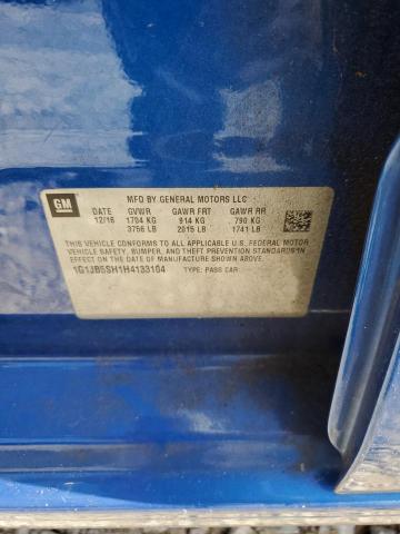 1G1JB5SH1H4133104 - 2017 CHEVROLET SONIC LS BLUE photo 12