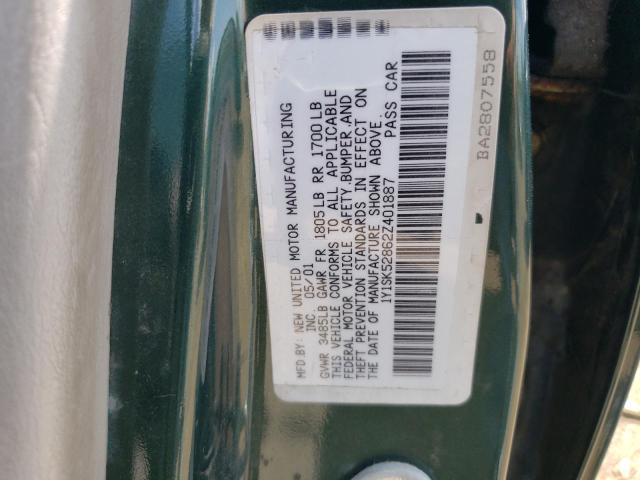 1Y1SK52862Z401887 - 2002 CHEVROLET GEO PRIZM BASE GREEN photo 12