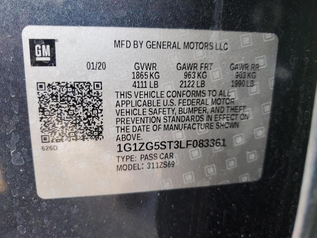 1G1ZG5ST3LF083361 - 2020 CHEVROLET MALIBU RS CHARCOAL photo 13