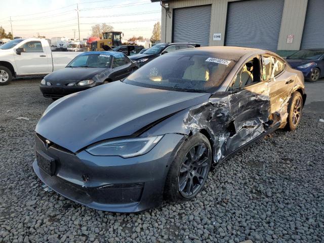 5YJSA1E57NF489781 - 2022 TESLA MODEL S Մոխրագույն լուսանկար 1