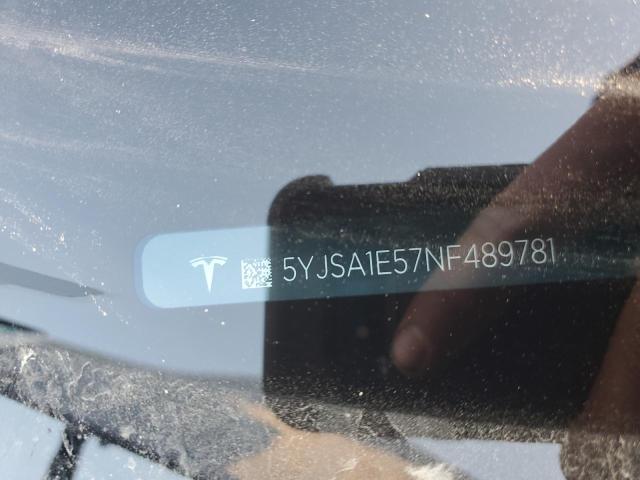 5YJSA1E57NF489781 - 2022 TESLA MODEL S Մոխրագույն լուսանկար 12