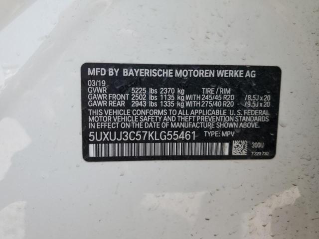 5UXUJ3C57KLG55461 - 2019 BMW X4 XDRIVE30I WHITE photo 13