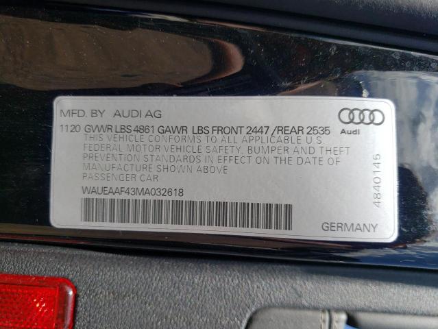 WAUEAAF43MA032618 - 2021 AUDI A4 PREMIUM PLUS 45 BLACK photo 12