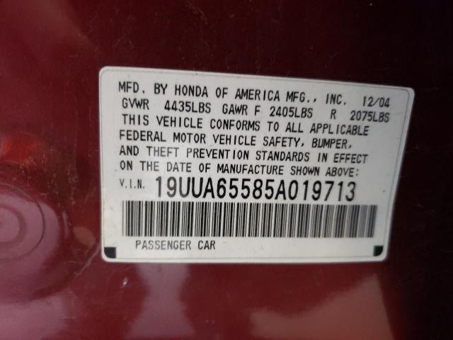 19UUA65585A019713 - 2005 ACURA TL BURGUNDY photo 12