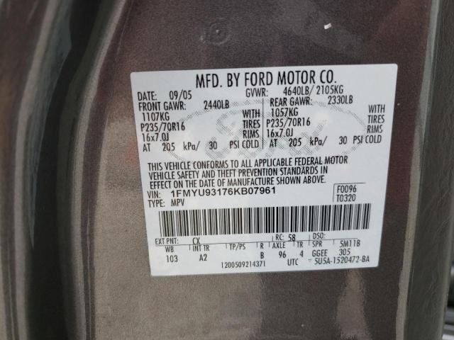 1FMYU93176KB07961 - 2006 FORD ESCAPE XLT GRAY photo 12