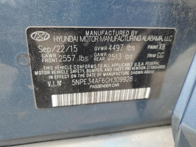 5NPE34AF6GH309928 - 2016 HYUNDAI SONATA SPORT BLUE photo 12