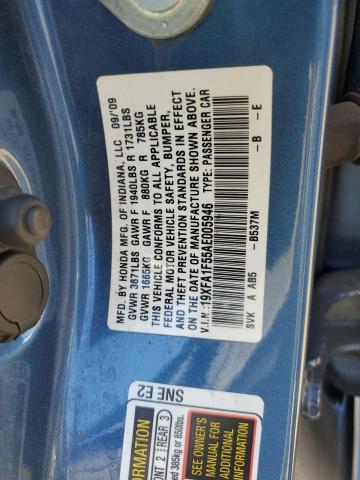 19XFA1F55AE005946 - 2010 HONDA CIVIC LX BLUE photo 12